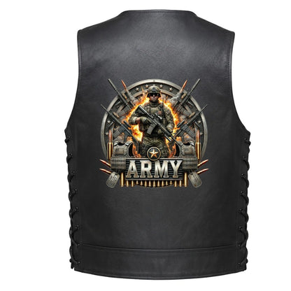 Leather Vest - Army. Soldier. Emblem