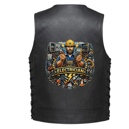 Leather Vest - Electrician Emblem