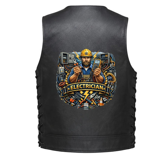 Leather Vest - Electrician Emblem