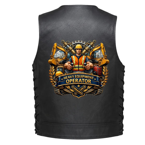 Leather Vest - Heavy Equipment Operator Emblem