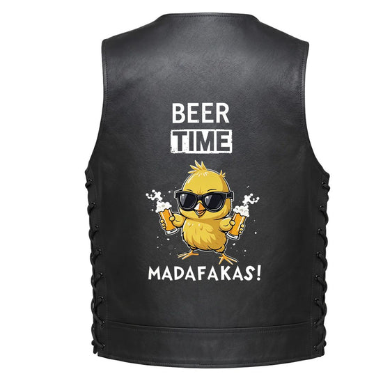 Leather Vest - Beer Time, Madafakas!