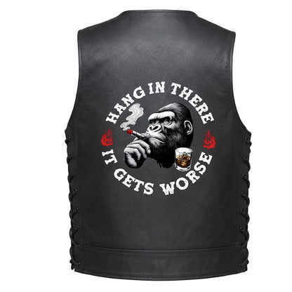 Leather Vest - Hang in There. It Gets Worse.