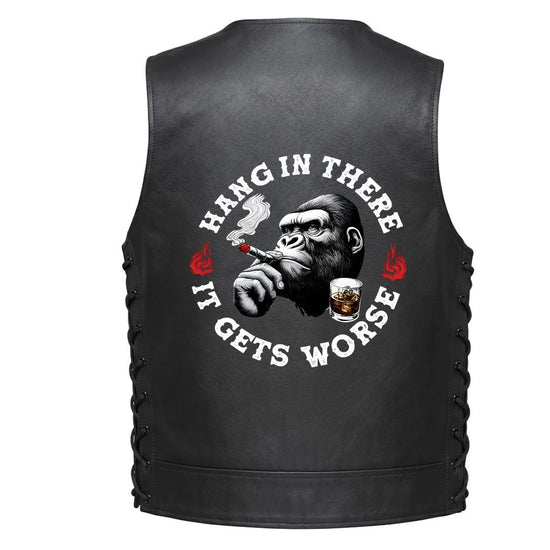 Leather Vest - Hang in There. It Gets Worse.