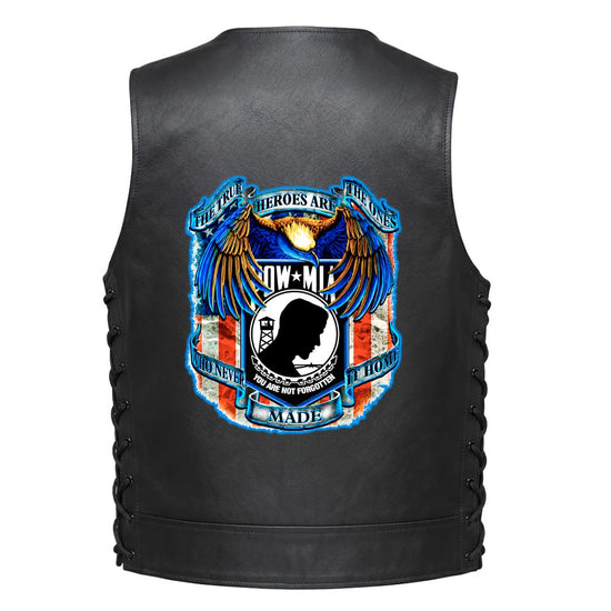 Leather Vest - POW-MIA The True Heroes Are the Ones Who Never Made It Home - POW*MIA - You Are Not Forgotten