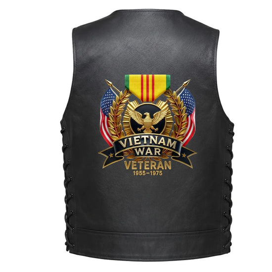 Leather Vest - Vietnam War Veteran 1955-1975 Emblem