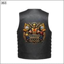 Leather Vest - Heavy Equipment Operator with Excavators