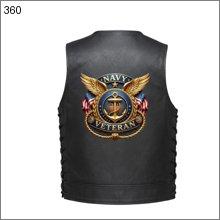 Leather Vest - U.S. Navy Veteran Anchor Emblem
